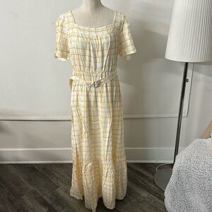 Haven Hearts NWOT Ruffle Hem Plaid Belted Maxi Dress